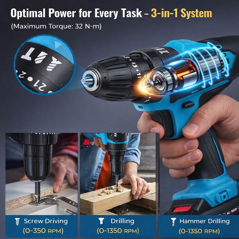 Juego de Taladro Eléctrico Inalámbrico