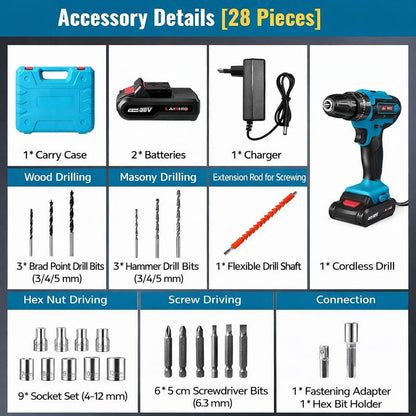 Juego de Taladro Eléctrico Inalámbrico