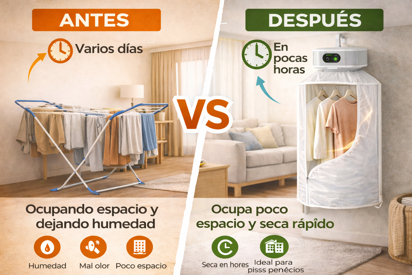 ¿Tu ropa no se seca y ocupa toda la casa?