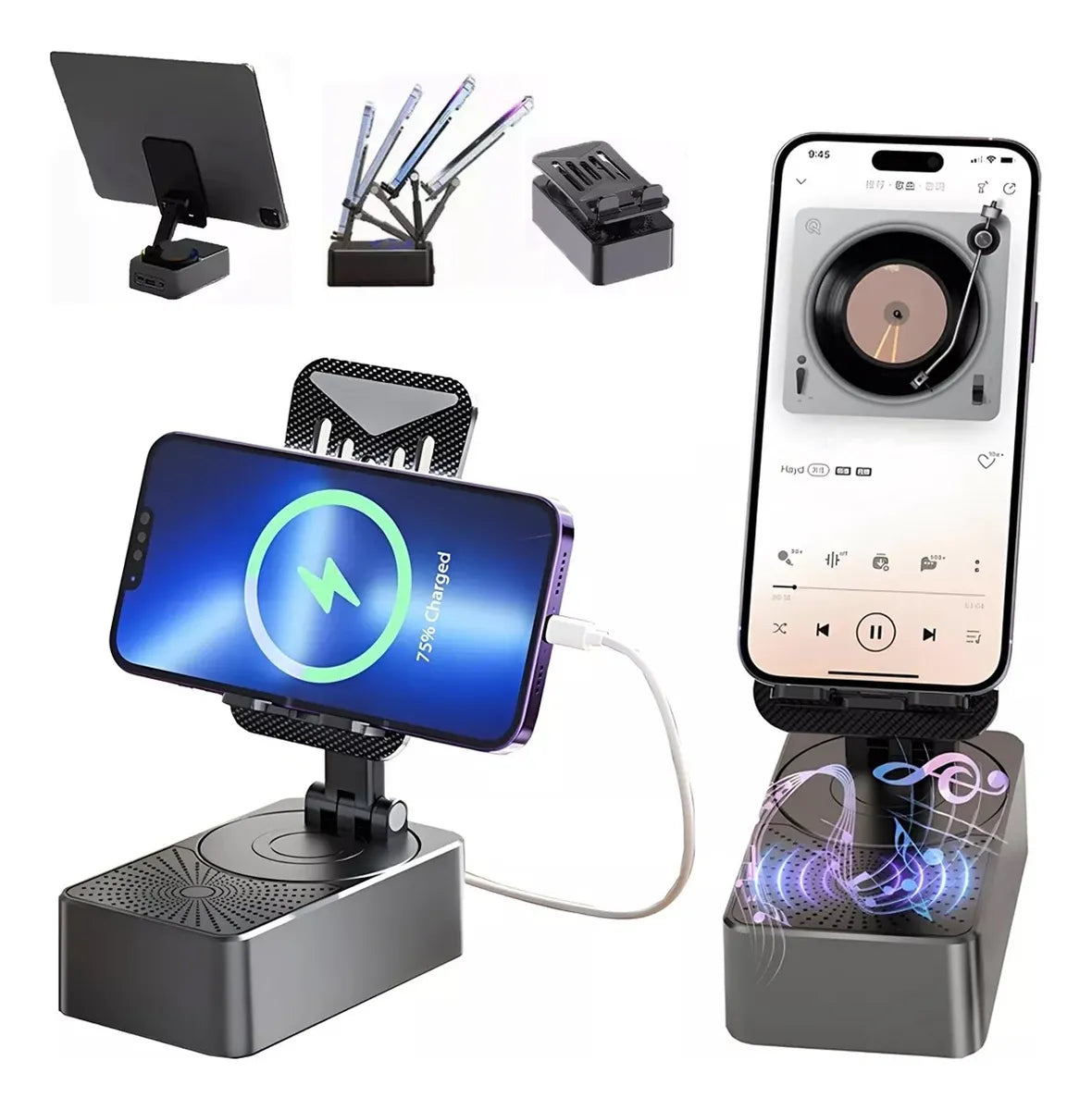 3 En 1 Bocina Bluetooth Inalámbrica Con Soporte Para Celular